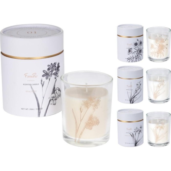 CANDELA IN VETRO CON BOX 3 ASS